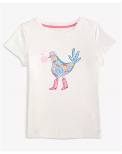 Детская футболка с коротким рукавом для девочек 2T-4T с цветочным принтом и курочкой, белый Epic threads