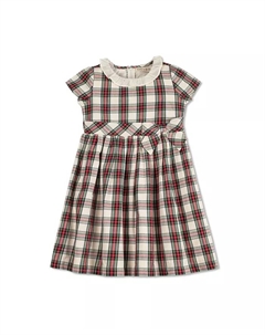 Платье для девочки с короткими рукавами, рюшами на воротнике и бантом для торжества, загар/бежевый Hope & henry