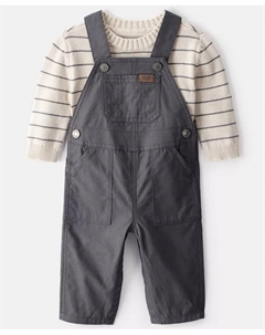 Комплект для мальчиков из свитера и комбинезона в полоску, серый Carter`s