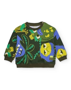 Толстовка для мальчика зеленого цвета с ярким рисунком существ Tuc tuc