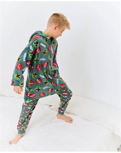 Детский халат с принтом Minecraft, зеленый Cotton juice