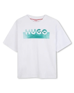 Детская хлопковая футболка, белый Hugo
