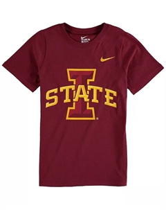 Футболка с хлопковым логотипом Iowa State Cyclones для мальчиков и девочек старшего возраста Nike