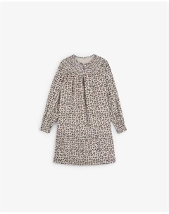 Платье с анималистичным принтом и слегка приспущенными длинными рукавами, белый Scalpers