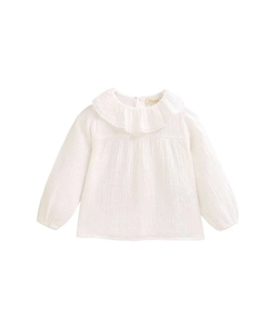 Блузка для малыша из муслина с оборкой на воротнике, белый Dadati