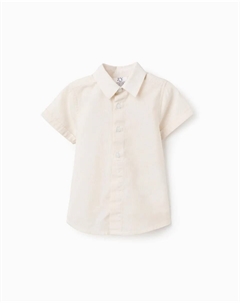 Рубашка для мальчика, 100% хлопок, ткань в рубчик, бежевый Zippy