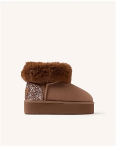 Детские ботинки в австралийском стиле с блестками и платформой, светло-коричневый Gioseppo