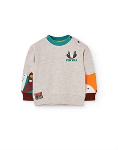 Мягкая детская толстовка с принтом, бежевый/коричневый Boboli