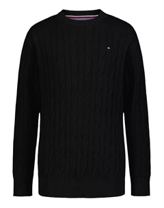 Мальчиковый свитер с воротником-гольф и ажурным узором, черный Tommy hilfiger