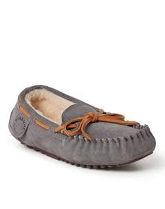 Детские мокасины-тапочки Kids Fireside By Parke из натуральной овчины, серый Dearfoams
