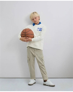 Детские брюки карго прямого кроя с боковыми карманами, бежевый Scalpers