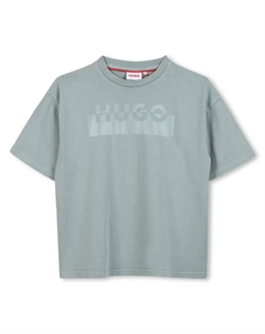 Детская футболка зеленого цвета из хлопка Hugo
