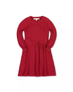 Органическое платье-свитер для девочек с длинными рукавами-фонариками, красный Hope & henry
