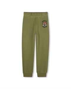 Детские спортивные брюки из хлопка с эластичной талией, военный зеленый Kenzo kids