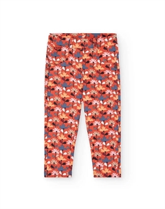 Детские велюровые брюки с крупным принтом, оранжевый Boboli