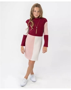 Платье с длинными рукавами для девочек постарше с ожерельем, фиолетовый Rare editions