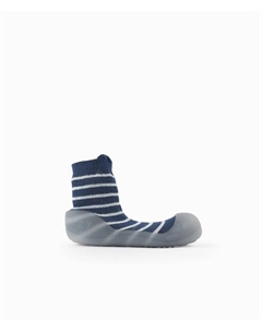 Детские пинетки для мальчика в полоску с резиновой подошвой, темно-синий Zippy