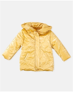 Детский пуховик с капюшоном цвета горчицы Tutto piccolo