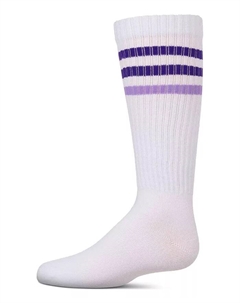 Детские двухцветные носки до колена в стиле вarsity с полосками, фиолетовый Memoi