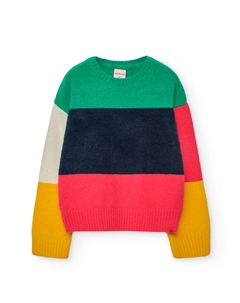 Детский джемпер с длинными рукавами и круглым вырезом, мультиколор Boboli