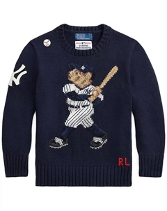 Мальчики и девочки 2T-7 Yankees Bear свитер с длинными рукавами, синий Polo ralph lauren