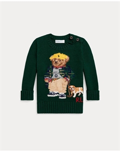 Детский хлопковый джемпер для мальчика с медвежонком Polo, темно-зеленый Polo ralph lauren