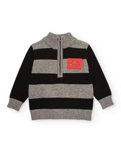 Детский трикотажный свитер в полоску с молнией, серый Tuc tuc