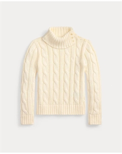 Детский свитер с высоким воротником в узор «косы», белый Polo ralph lauren