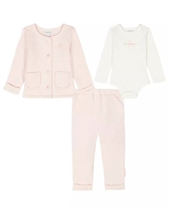 Комплект для девочек из 3 предметов: боди с длинными рукавами, куртка и штанишки, розовый Calvin klein