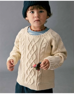 Вязаный свитер с косами, светло-бежевый Сфера