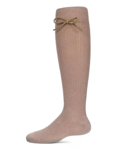 Большие ребристые гольфы с бантом, загар/бежевый Memoi