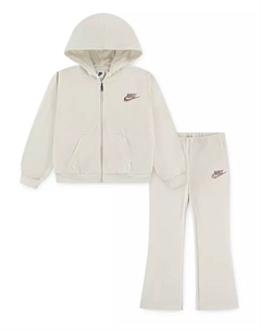 Детский комплект для девочек 4-6X: худи и велюровые леггинсы-клеш, белый Nike