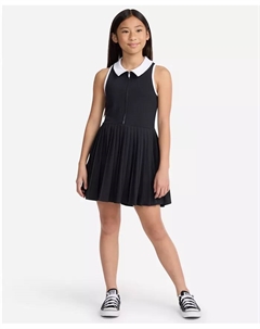 Большие девочки полу-зип плиссированное мини-платье, черный Abercrombie kids