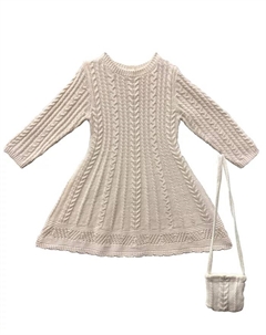 Тоддлер платье-свитер с кабельным узором и расклешенным силуэтом Blueberi boulevard