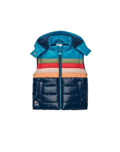 Детский жилет с капюшоном, который можно снять, с полосатым принтом, темно-синий Boboli