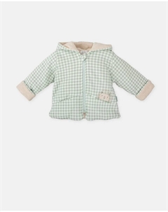 Детское пальто с капюшоном в стиле виши аквамарин, светло-зеленый Tutto piccolo