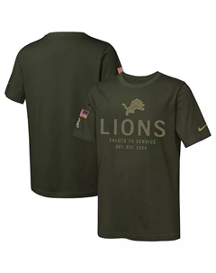 Большие размеры для парней и девушек оливковый Detroit Lions 2025 Salute to Service Sideline Dri-FIT футболка Nike