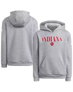 Большие худи для парней и девушек Heather Gray Indiana Hoosiers с объемным капюшоном Adidas