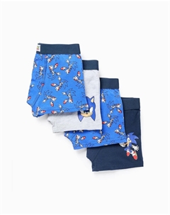 Набор из 4 детских боксеров с рисунком и принтом Sonic, синий/серый Zippy