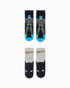 Набор из 2 детских носков с противоскользящей подошвой и мотивом Бэтмена, черный/серый Zippy