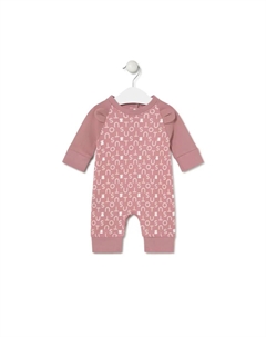 Детский комбинезон с ушками из гладкого хлопка с принтом, розовый Tous