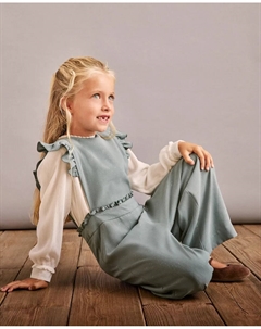 Комбинезон из крепа с люрексом для девочки, серо-зеленый Coconut el corte inglés