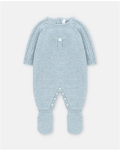 Длинный вязаный комбинезон для младенца светло-голубого с серым оттенком Martin aranda