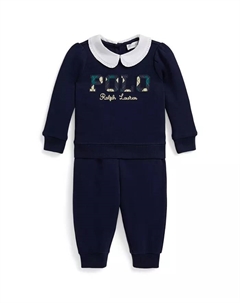 Детский комплект для девочек из двух предметов: толстовка и брюки из флиса с узором аргайл и логотипом, синий Polo ralph lauren