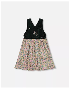 Двухслойное комбинезон-платье Girl зеленое с цветочным принтом Deux par deux