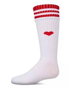 Детские ребристые носки до колена "Heart and Stripes" из хлопкового микса, белый Memoi