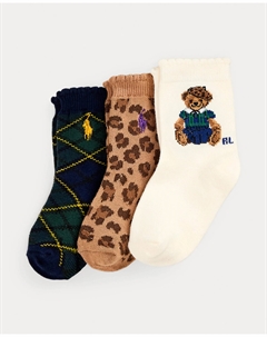 Набор из 3 детских носков для девочки с медвежонком Поло, мультиколор Polo ralph lauren