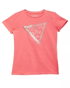 Футболка с коротким рукавом и круглым вырезом для девочек 7-16 лет, розовый Guess