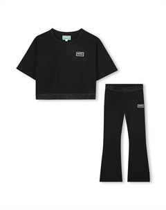 Комплект для девочки черного цвета с короткими рукавами Kenzo kids