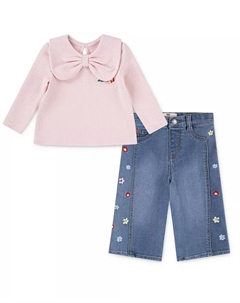 Комплект из двух предметов: топ с бантом и широкие джинсы для маленьких девочек Levi's®